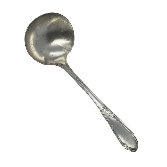 Vintage 1936 WM A Rogers 7" Gravy Ladle Silver Plate Meadbrook Heather Pattern - Picture 5 of 12